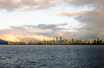 Sunset over Vancouver city in summer