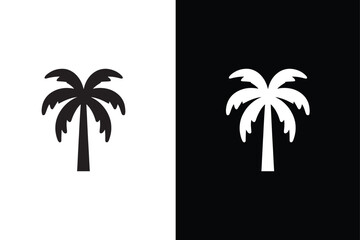 palm tree icon, simple style palm tree silhouette. © Nezamur