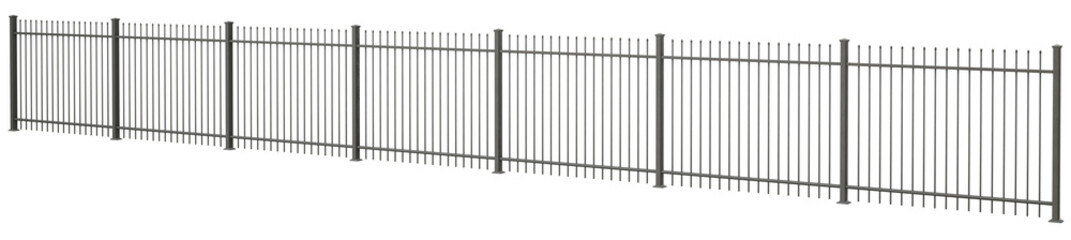 antique flower cast iron panels for a charming fence, a secure powder-coated metal frame, and decorative gate ornaments (all isolated on a transparent background). Ideal for adding a touch of vintage 