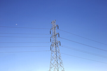 High voltage cables and transmission towers