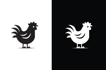 rooster isolated on white icon silhouette