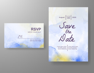 Wedding invitation with abstract watercolor background