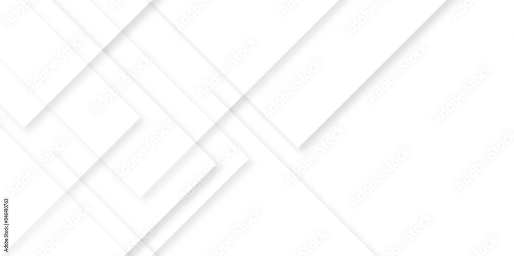 Poster Abstract white background with diamond and triangle shapes layered in modern abstract pattern design.Grey white abstract square background geometry shine and layer element vector for presentation.
