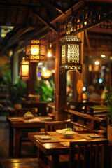 Authentic Thai Restaurant Ambiance Serving Traditional Green Curry  