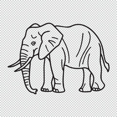 Simple elephant icon or logo, black vector illustration on transparent background