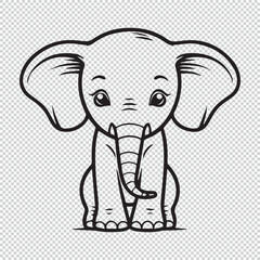 Simple elephant icon or logo, black vector illustration on transparent background