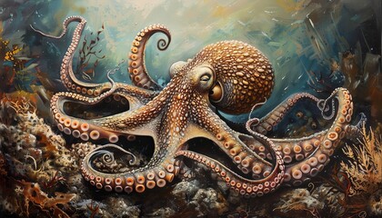 Obraz premium The Elusive Adventures of a Hunting Octopus
