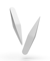 Blank pointed tweezers stainless steel template 3d illustration.