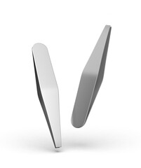 Blank pointed tweezers stainless steel template 3d illustration.