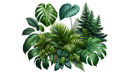 Tropical creeper plant or green leaves  isolated on transparent or white background
