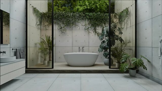 Salle bain spacieuse et contemporaine