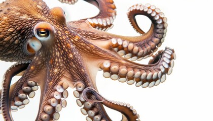 Obraz premium Vibrant Octopus Captured in Motion: A Stunning Image with Clipping Path Technology