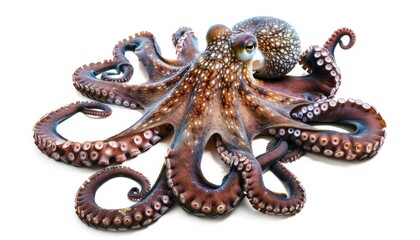 Obraz premium Vibrant Octopus: Magnificent Shot against White Background with Clipping Path