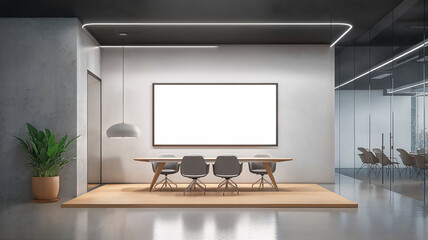 corporate branding identity logo display white blank frame mockup with modern business offices reception background as banner with copy space area mock up