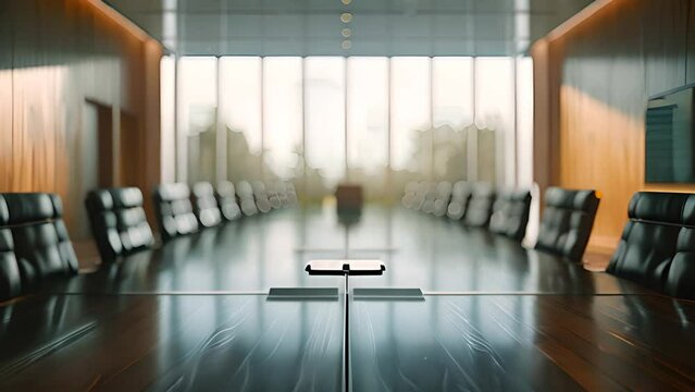 Modern Empty Boardroom with Large Windows with Ai generated.
