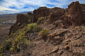 Rock formation at the cave Cueva Cuatro Puertas on Gran Canaria,Canary Islands,Spain,Europe

