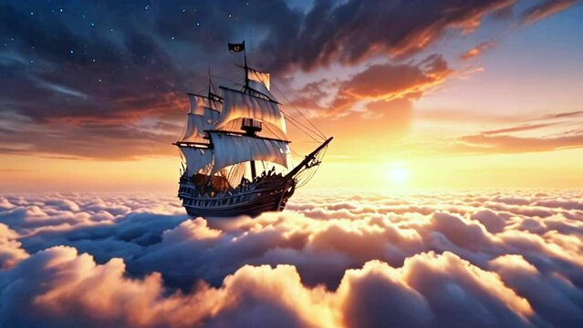 Skyward adventure on a pirate ship, in smooth 4K video quality.