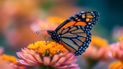Obraz premium A butterfly is sitting on a flower