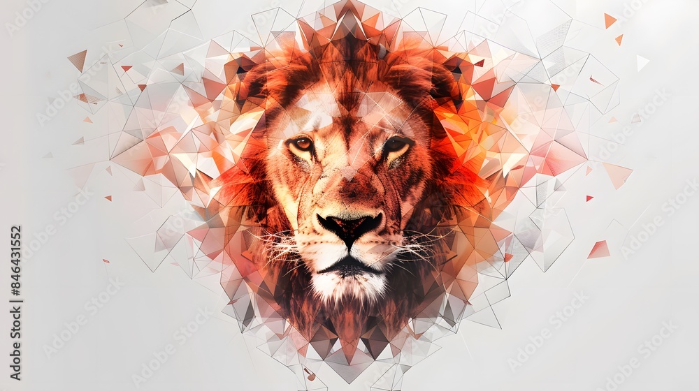 Wall mural low poly lion head vector illustration on white background