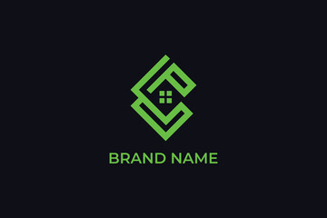 C letter modern iconic modern home logo, letter CP home service logo, letter CP hexagon real estate logo, letter C arrow icon modern real estate logo, logomark