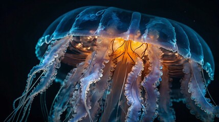 jellyfish in the blue water
