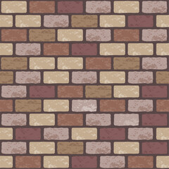 Realistic Vector brick wall seamless pattern. Flat violet and brown wall texture. Simple grunge stone print, textured brick background for print, paper, design, decor, photo background, interior.