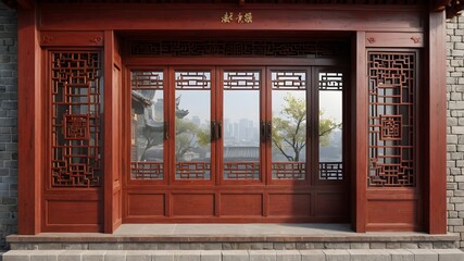 Generative AI. Enter a world of timeless beauty with this charming Chinese-style room. The delicate wooden doors and windows showcase the artistry and attention to detail that defines luxury.