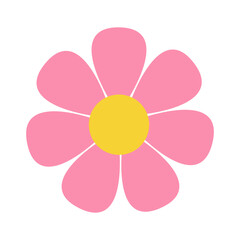 Pink flower chamomile icon. Daisy Camomile set. Simple flat design. Growing concept. Cute round flowers head plant collection. Childish style. Love card sign symbol. Isolated. White background. Vector