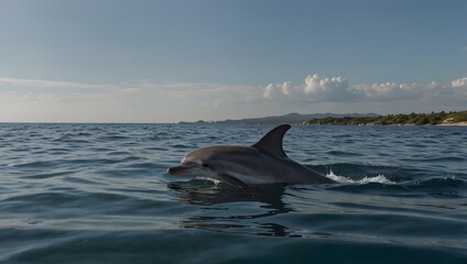 Fototapeta premium A story where a dolphin embarks on a quest to save its pod from an environmental threat ai-generated