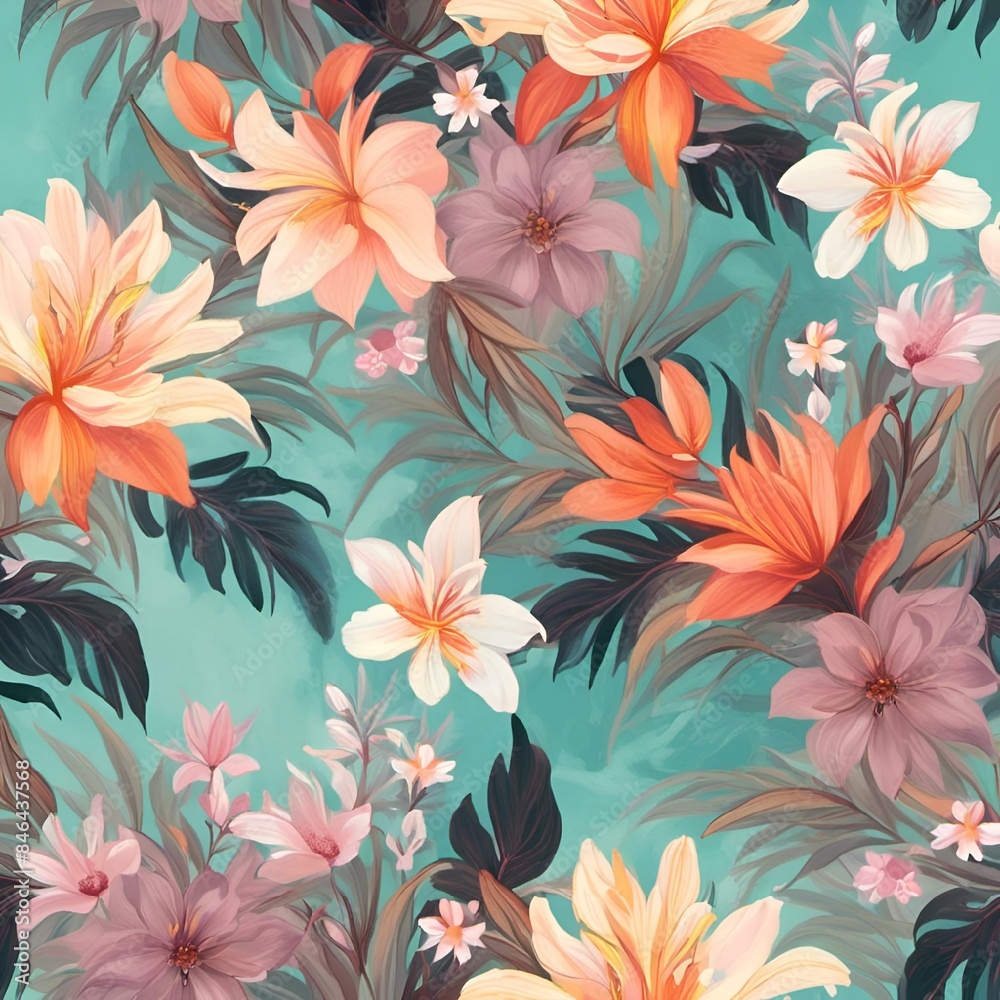 Canvas Prints ai-generated illustration of watercolor floral wallpaper design with delicate flowers