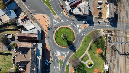 Junee NSW Australia Broadway Street Roundabout © Wirestock