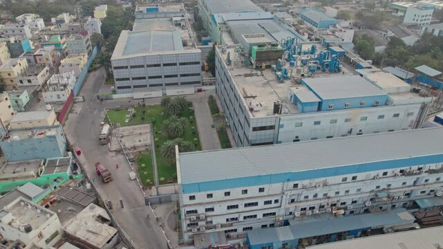 Hetero Labs UNIT 3 in hyderabad, telangana, india, aerial drone shot.