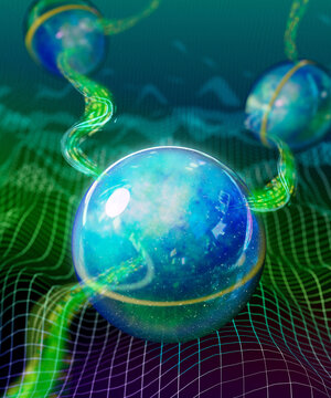 Quantum entanglement, conceptual illustration