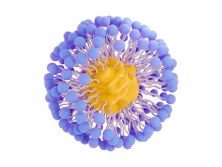 Soap molecules surrounding particle forming micelle, illustration