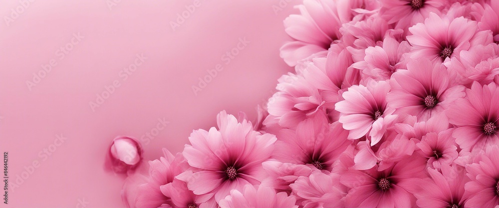 Wall mural AI generated illustration of a pink flower bouquet on a pink background