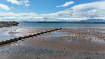 Aerial view of Ardrossan Coast, Scotland on a sunny day