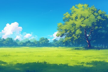 Summer Day in a Green Meadow