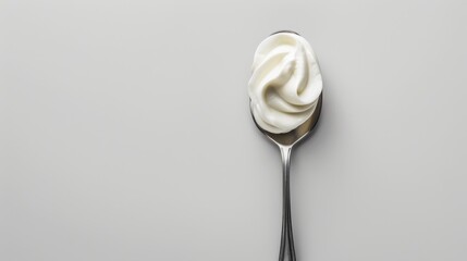 Spoon of Smooth White Yogurt, Generative AI