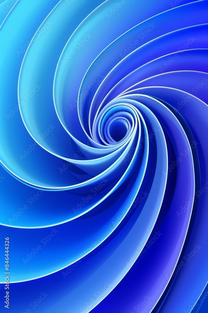 Poster abstract blue spiral design with dynamic motion and smooth gradients, showcasing modern artistic cre