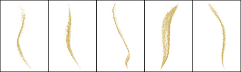 Set of Gold Glitter Texture Isolated On White. Amber Particles Color. Stardust Background. Golden Explosion Of Confetti. Vector Illustration, Eps 10.	
