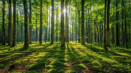 Fototapeta premium Shady Evergreen Forest