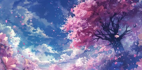 Lush Green Landscape with Blooming Flowers