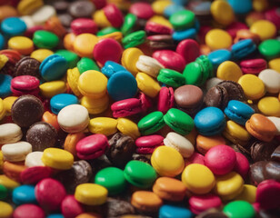 Un sacco di caramelle rotonde colorate, ognuna con una lucentezza invitante.
