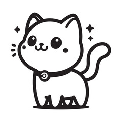 black and white cat silhouette vector illustration
