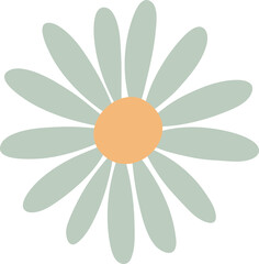 A flower with a yellow center and green petals