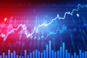 Naklejka premium Stock market graph forex trading. 3d illustration.