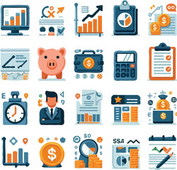 money is a man icon set