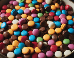 Un sacco di caramelle rotonde colorate, con ogni pezzo che aggiunge un tocco di allegria.
