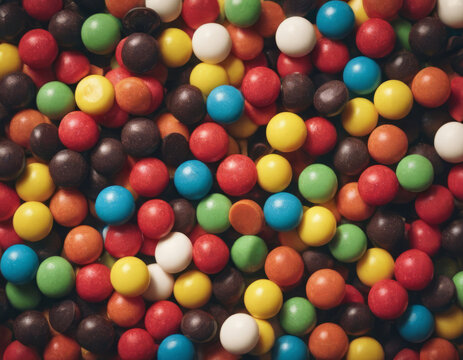 Una foto di caramelle rotonde colorate che riempiono un sacco, pronte per essere gustate.
