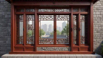Generative AI. Embrace the allure of the Orient with this beautiful Chinese-style room, adorned with intricately carved wooden doors and windows. A true masterpiece that effortlessly blends elegance 